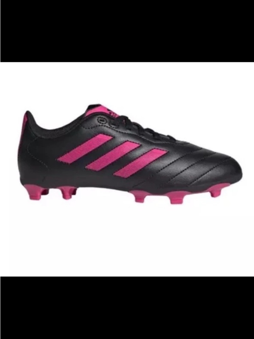 Adidas Kids Boys Goletto VII FG J Black and Pink Molded Soccer Cleats Sz 2
